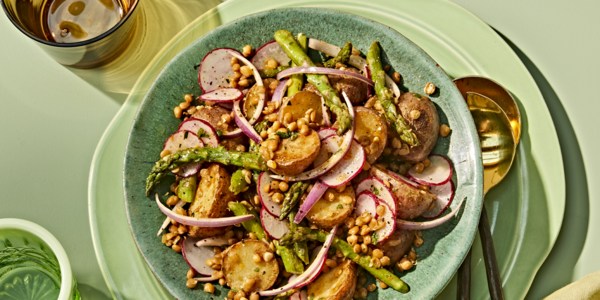 LENTIL SALAD WITH GARLIC AND HERB-CRUSTED FISH